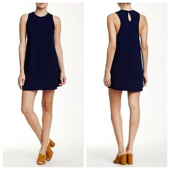 American Apparel Dakota Mini Sleeveless Swing Dress Keyhole Navy Size Small - Picture 1 of 3